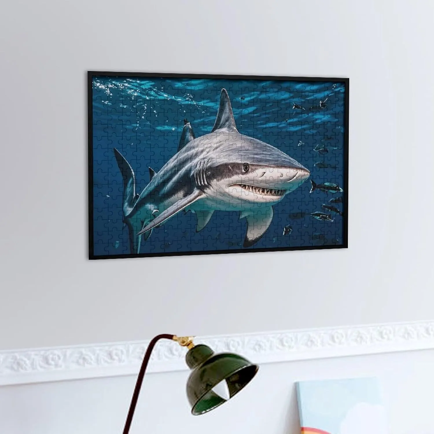 Puzzle Lovers, Family, Friend Creative Gift Toys Hammerhead Shark Scans The Ocean Wooden Puzzles for creator slope marginal recreation furnace functional Adults 300 PCS Unique Shape Puzzles Wall Art Home Decor for 