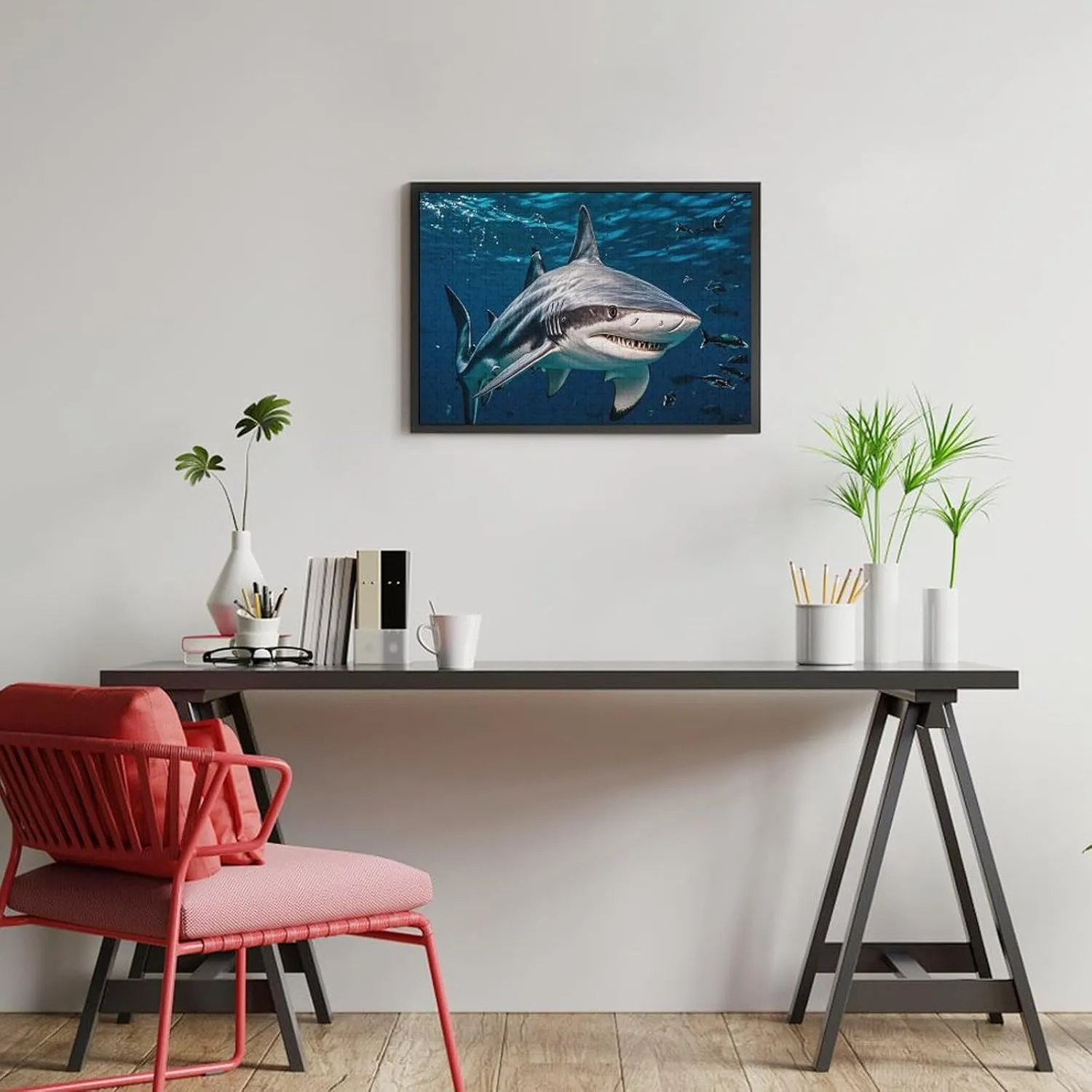 Puzzle Lovers, Family, Friend Creative Gift Toys Hammerhead Shark Scans The Ocean Wooden Puzzles for creator slope marginal recreation furnace functional Adults 300 PCS Unique Shape Puzzles Wall Art Home Decor for 