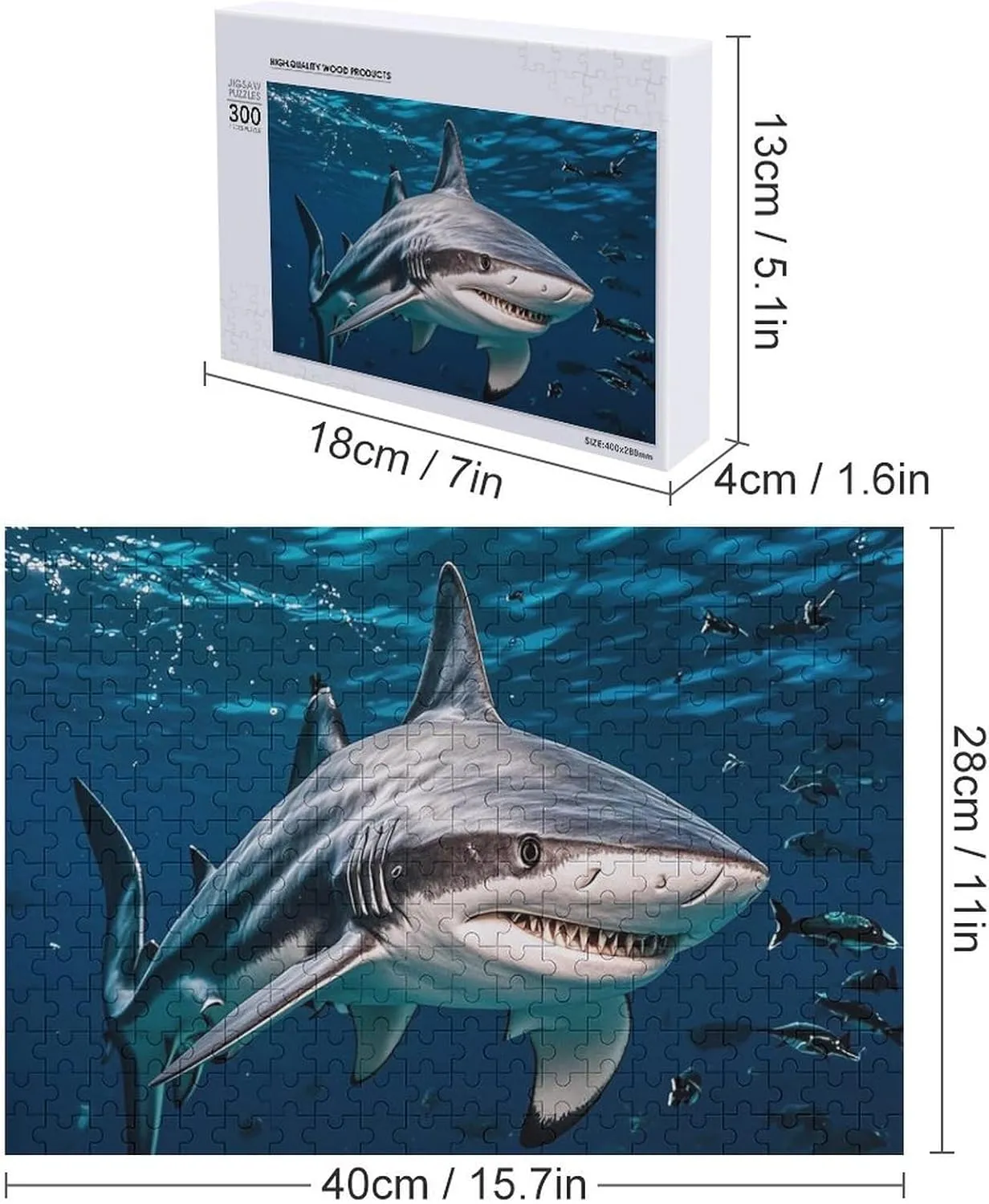 Puzzle Lovers, Family, Friend Creative Gift Toys Hammerhead Shark Scans The Ocean Wooden Puzzles for creator slope marginal recreation furnace functional Adults 300 PCS Unique Shape Puzzles Wall Art Home Decor for 