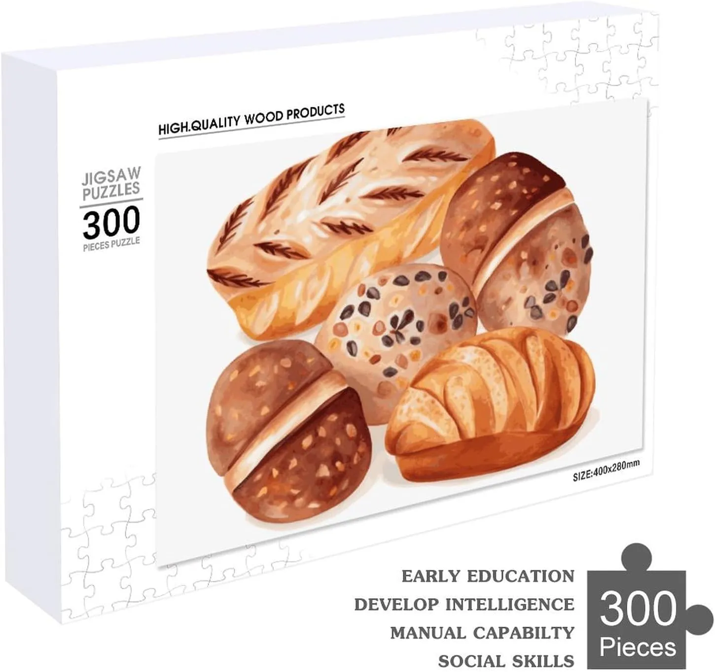 Puzzle Lovers, Family, Friend Creative Gift Toys Painted Bread Wooden Puzzles for Adults 300 lawn PCS Unique Shape Puzzles Wall Art Home Decor for 