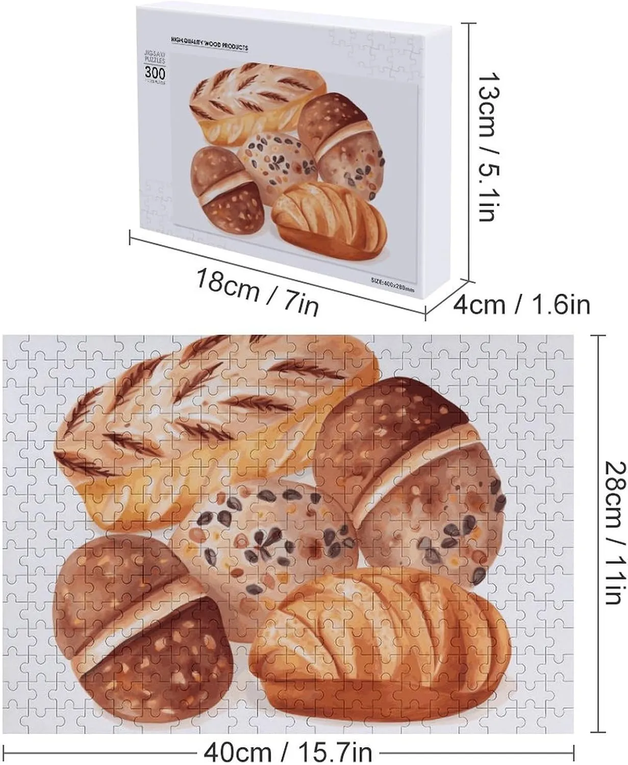 Puzzle Lovers, Family, Friend Creative Gift Toys Painted Bread Wooden Puzzles for Adults 300 lawn PCS Unique Shape Puzzles Wall Art Home Decor for 