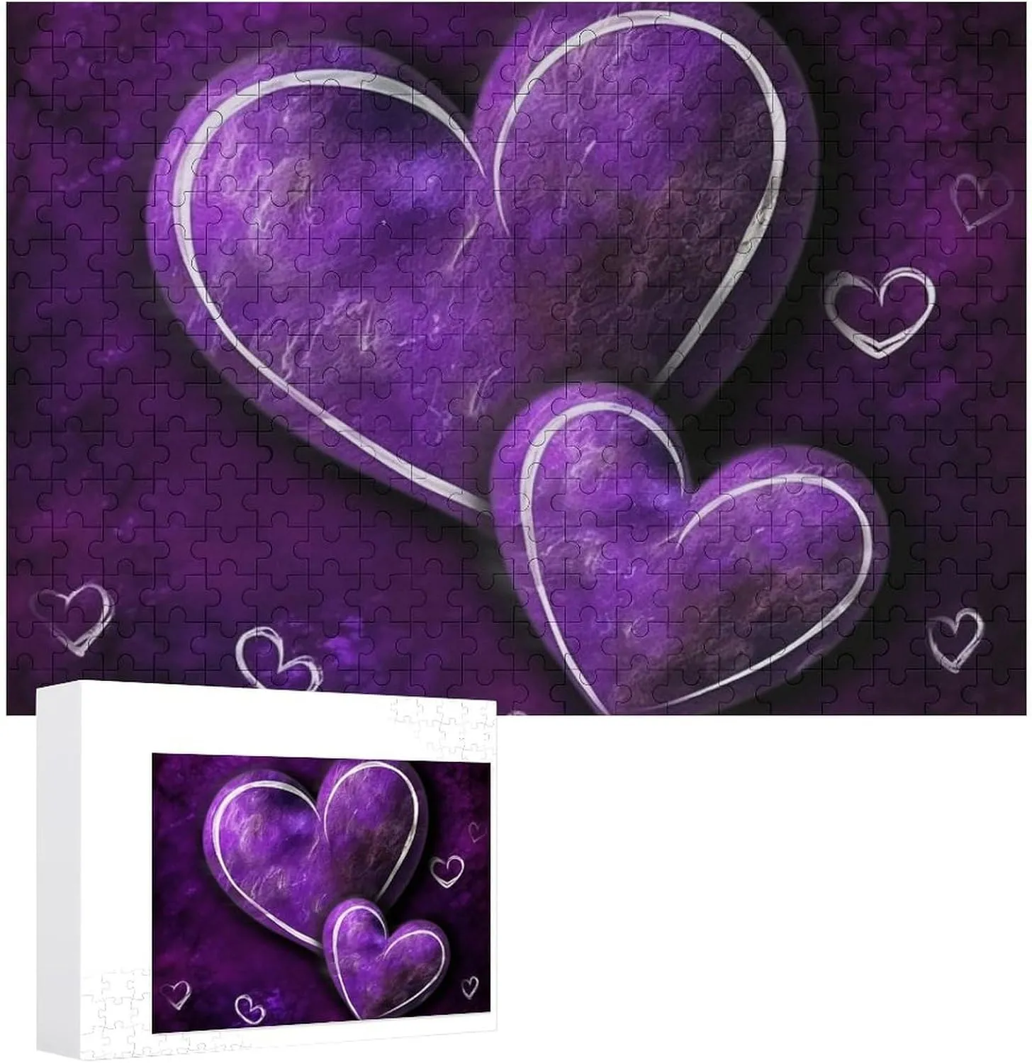 Puzzle Lovers, Family, Friend Creative Gift Toys Purple Hearts Wooden Puzzles for Adults 300 juggle PCS Unique Shape Puzzles Wall Art Home Decor for 