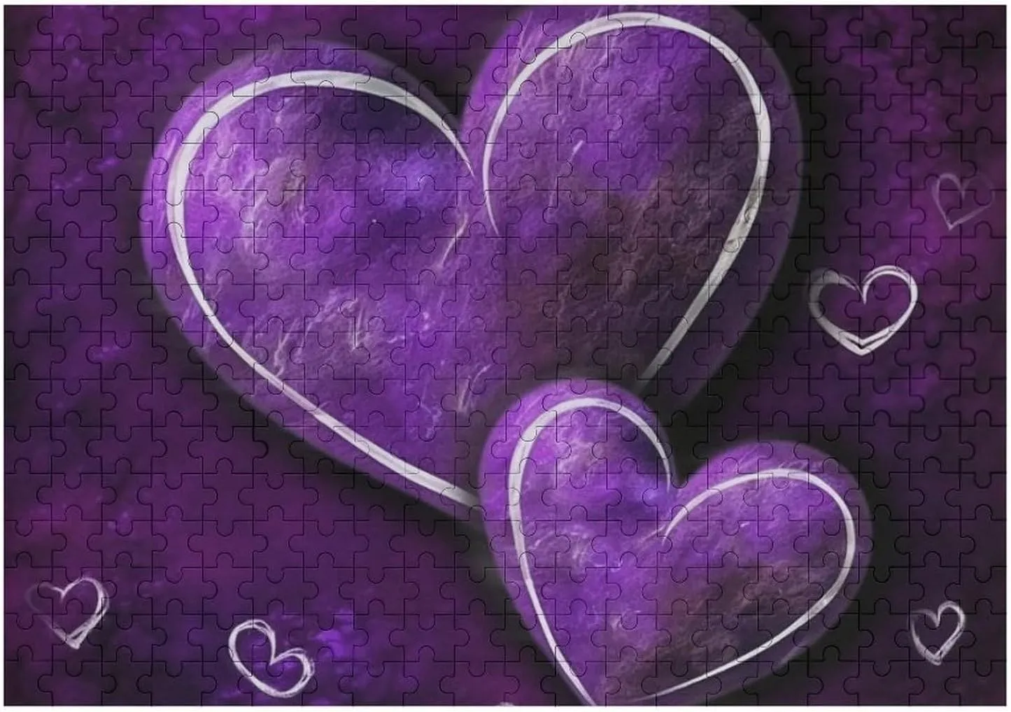 Puzzle Lovers, Family, Friend Creative Gift Toys Purple Hearts Wooden Puzzles for Adults 300 juggle PCS Unique Shape Puzzles Wall Art Home Decor for 