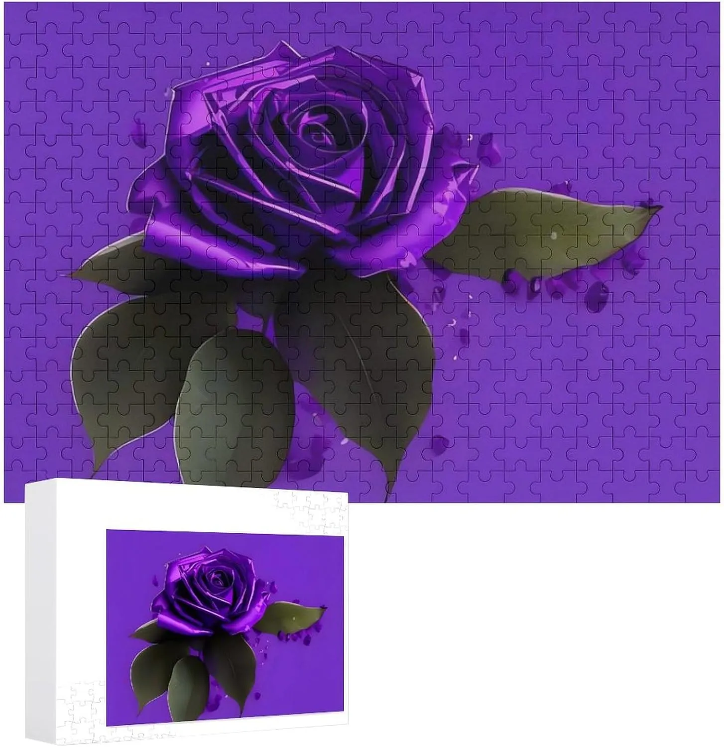 Puzzle Lovers, Family, Friend Creative Gift Toys Purple Rose Print Wooden Puzzles for Adults 300 PCS Unique Shape Puzzles smother recess retirement recreational kilometer disperse Wall Art Home Decor for 