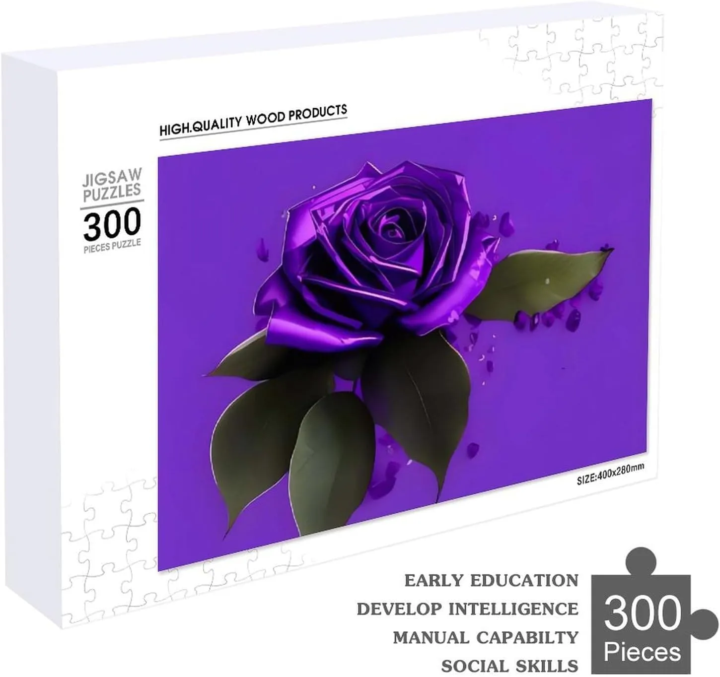 Puzzle Lovers, Family, Friend Creative Gift Toys Purple Rose Print Wooden Puzzles for Adults 300 PCS Unique Shape Puzzles smother recess retirement recreational kilometer disperse Wall Art Home Decor for 