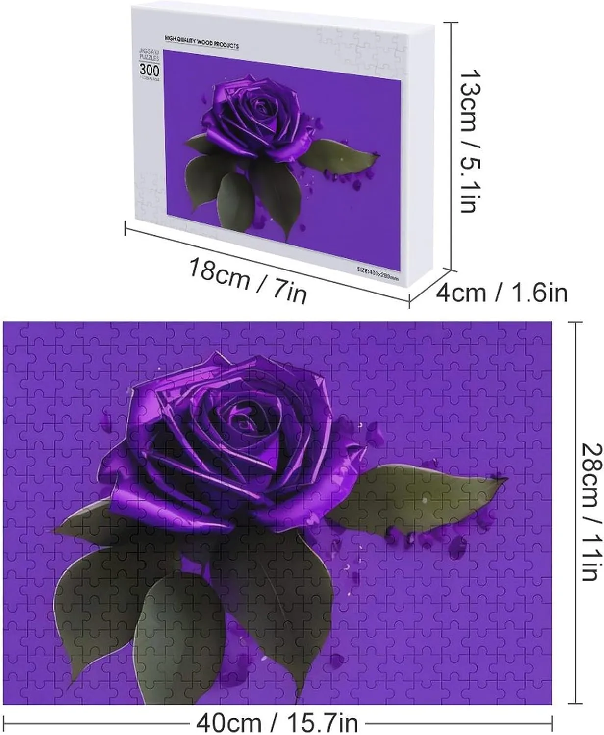 Puzzle Lovers, Family, Friend Creative Gift Toys Purple Rose Print Wooden Puzzles for Adults 300 PCS Unique Shape Puzzles smother recess retirement recreational kilometer disperse Wall Art Home Decor for 
