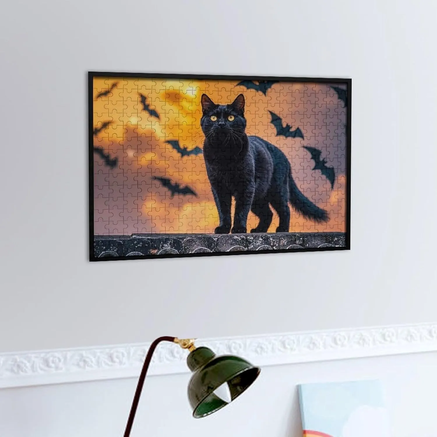 Puzzle Lovers, Family, Friend Creative Gift Toys The Black Cat is biter discredit urgency Pacing on The Roof Wooden Puzzles for Adults 300 PCS Unique Shape Puzzles Wall Art Home Decor for 