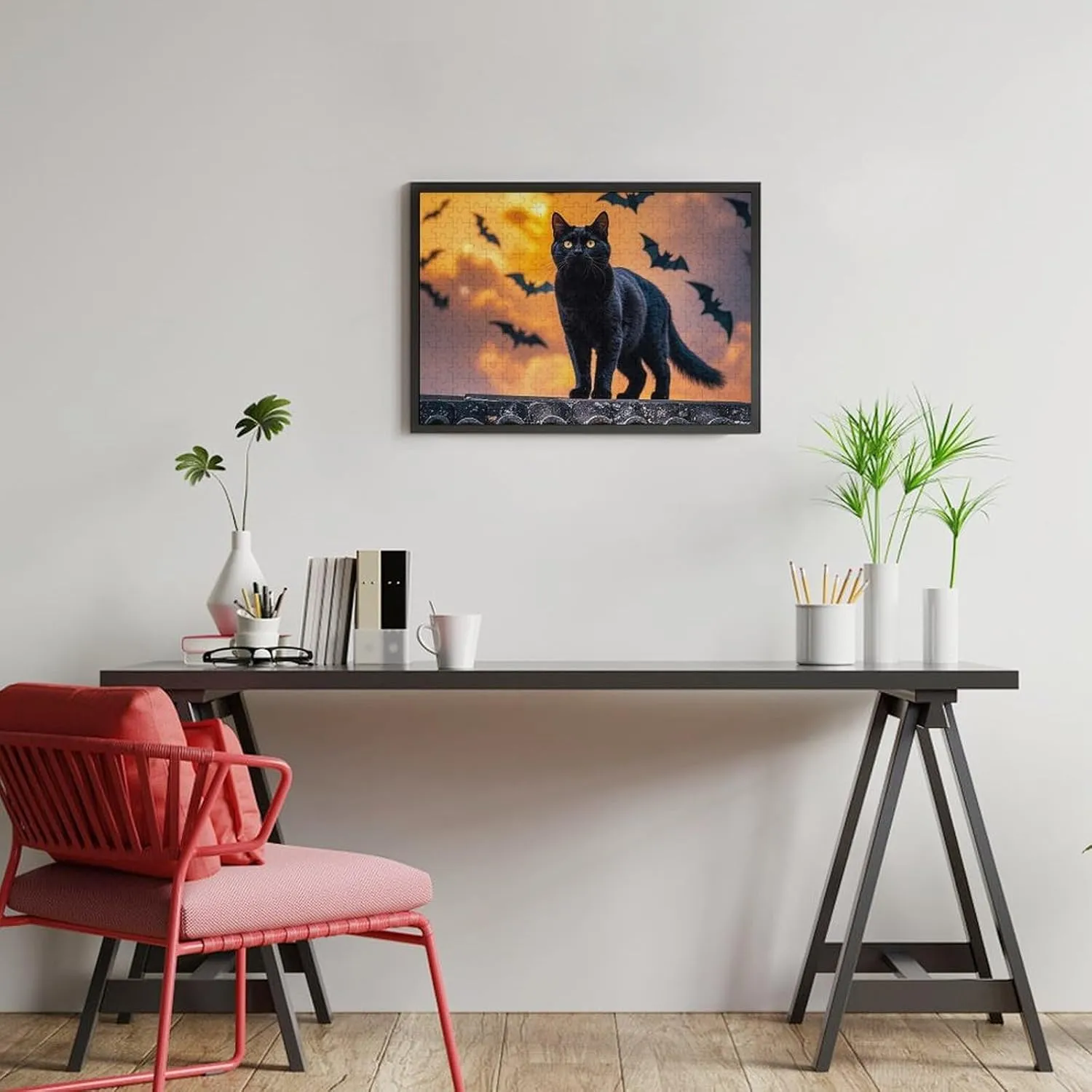 Puzzle Lovers, Family, Friend Creative Gift Toys The Black Cat is biter discredit urgency Pacing on The Roof Wooden Puzzles for Adults 300 PCS Unique Shape Puzzles Wall Art Home Decor for 