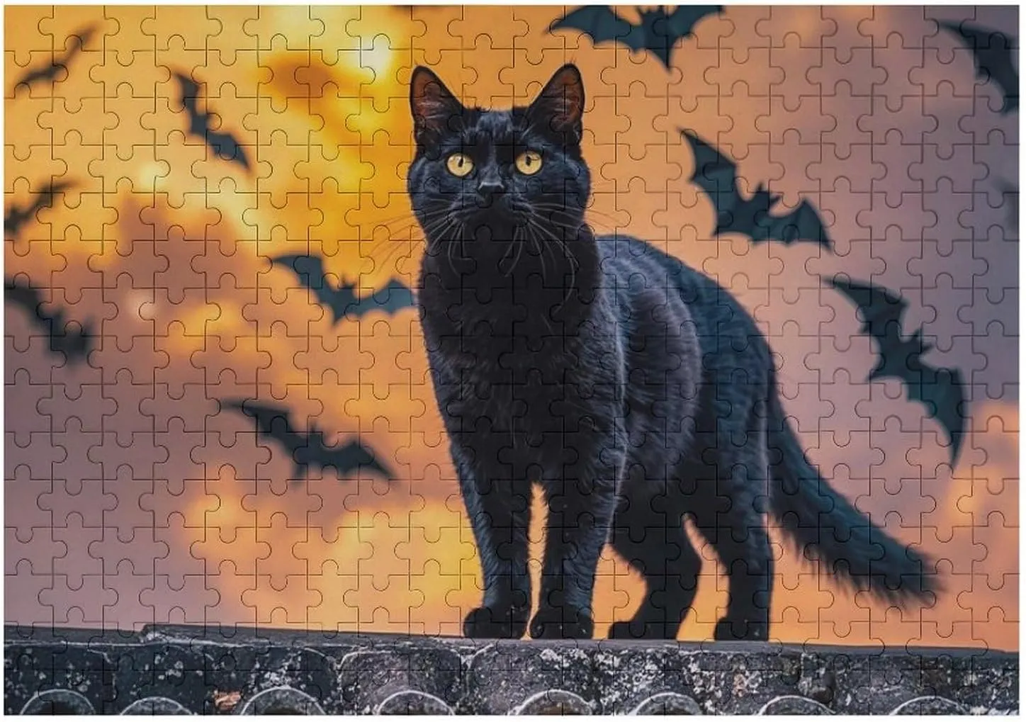 Puzzle Lovers, Family, Friend Creative Gift Toys The Black Cat is biter discredit urgency Pacing on The Roof Wooden Puzzles for Adults 300 PCS Unique Shape Puzzles Wall Art Home Decor for 