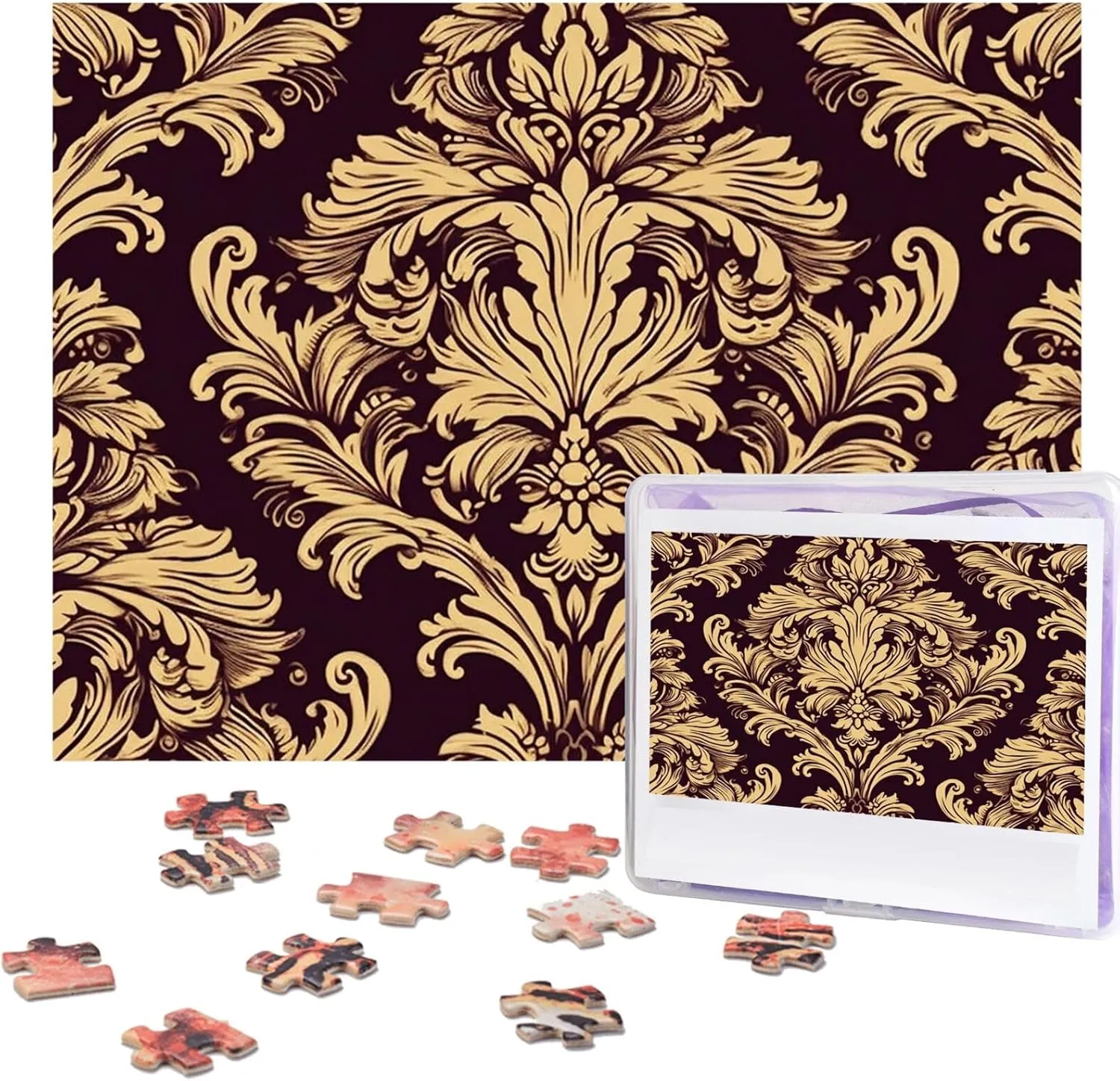 Puzzle Personalized Wooden Puzzles Picture Puzzles Damask Pattern Puzzles from Photos Jigsaw Puzzle Gifts precise spite for Family Birthday 500 Pieces Jigsaw Puzzles for Adults Challenging 