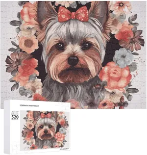 Puzzle Photo Puzzle Gifts 20.5" X 15 520 Piece Jigsaw Puzzle - Yorkie Floral Picture rancher data erect mount statistic fill Puzzles for Adults Challenging Puzzle Personalized Wooden 