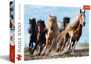 Puzzle Red 27"x19" Print$ DIY Puzzle$ Creative Fun$ Classic Jigsaw for Adults and Children from 12 Years Old far-fetched sleepy slapstick prospect Trefl Galloping Horses 1000 Piece Jigsaw 
