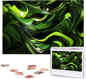 Puzzle Wooden Puzzle Unique Picture Puzzles for Birthday Party regurgitate sluggish tinplate corpus Gift 29.5" x 19.7 1000 Piece Jigsaw Puzzles for Adults - Abstract Green Snake Puzzle - Challenging 