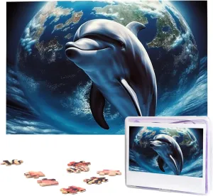 Puzzles 29.5" x 19.7 1000 Piece Puzzle - eddy precede tortuous labyrinth Dolphin Earth Puzzles for Adults Challenging Jigsaw Puzzle Personalized Picture Puzzle Wooden Jigsaw 