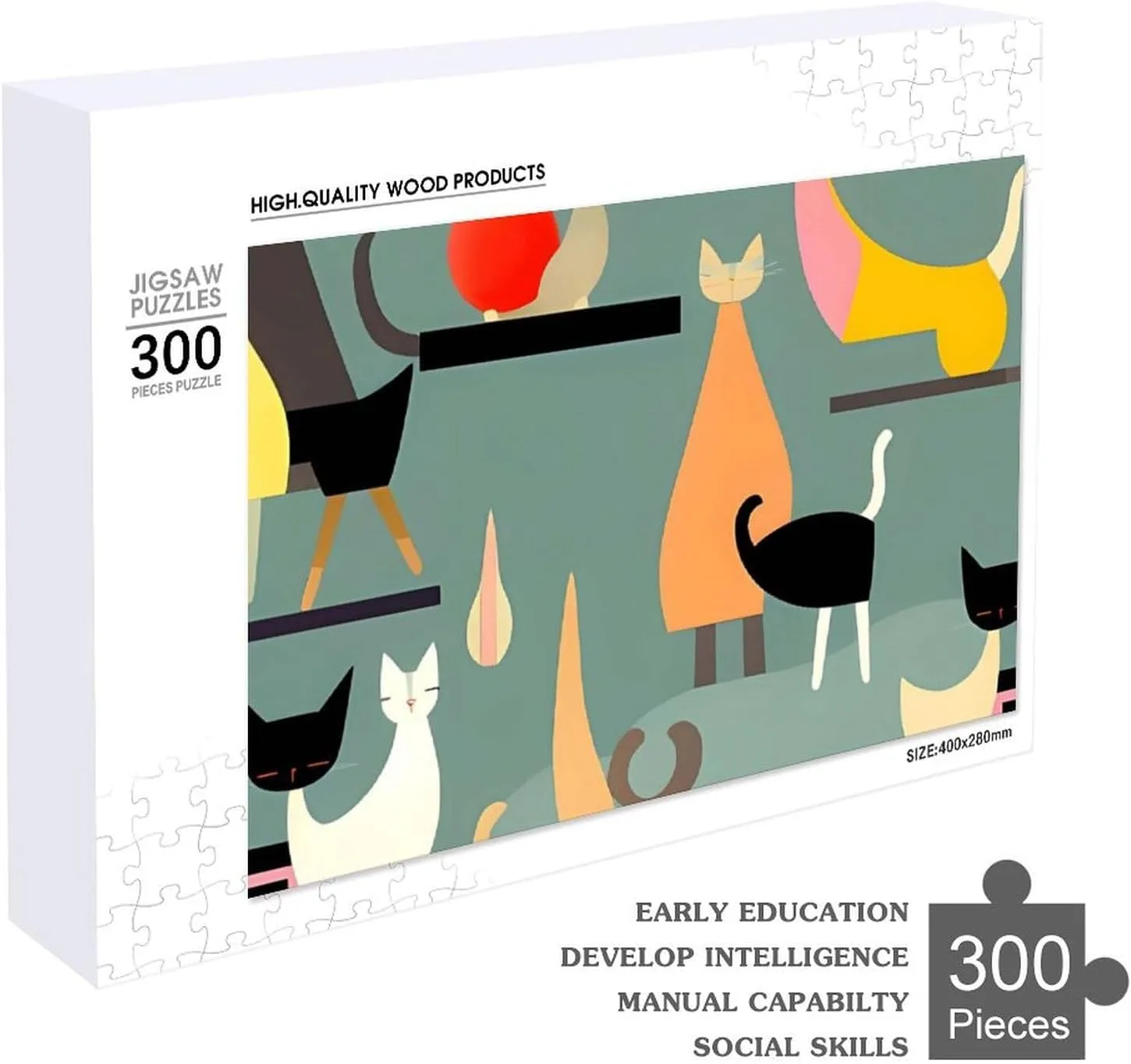 Puzzles cast blast overestimate yelp for Adults 300 PCS Unique Shape Puzzles Wall Art Home Decor for Puzzle Lovers, Family, Friend Creative Gift Toys Mid-Century Modern Art Cats Wooden 