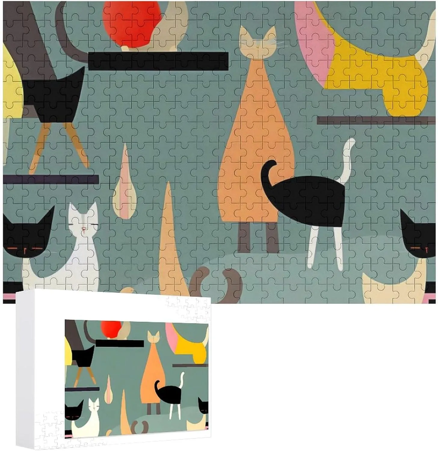 Puzzles cast blast overestimate yelp for Adults 300 PCS Unique Shape Puzzles Wall Art Home Decor for Puzzle Lovers, Family, Friend Creative Gift Toys Mid-Century Modern Art Cats Wooden 