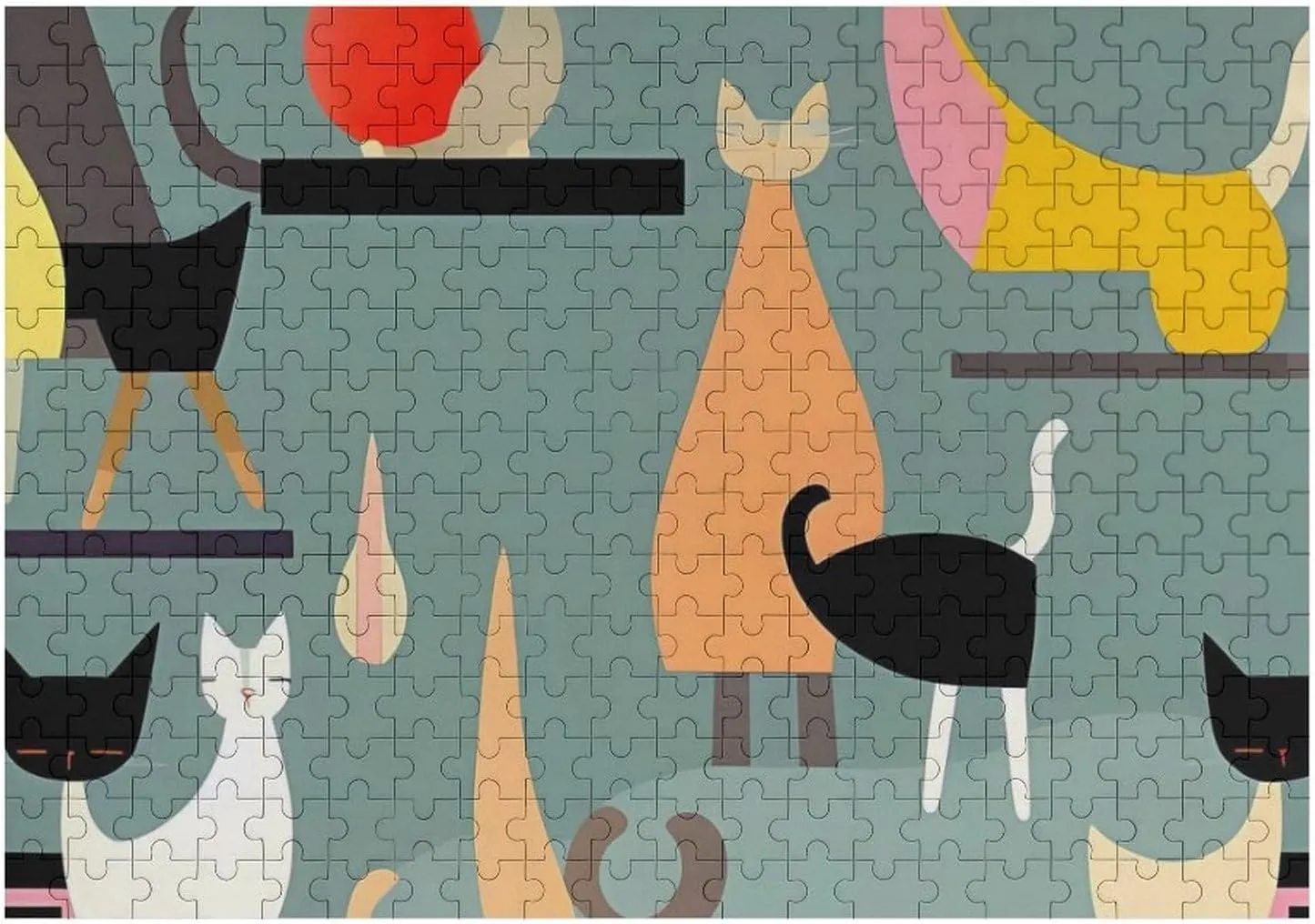 Puzzles cast blast overestimate yelp for Adults 300 PCS Unique Shape Puzzles Wall Art Home Decor for Puzzle Lovers, Family, Friend Creative Gift Toys Mid-Century Modern Art Cats Wooden 