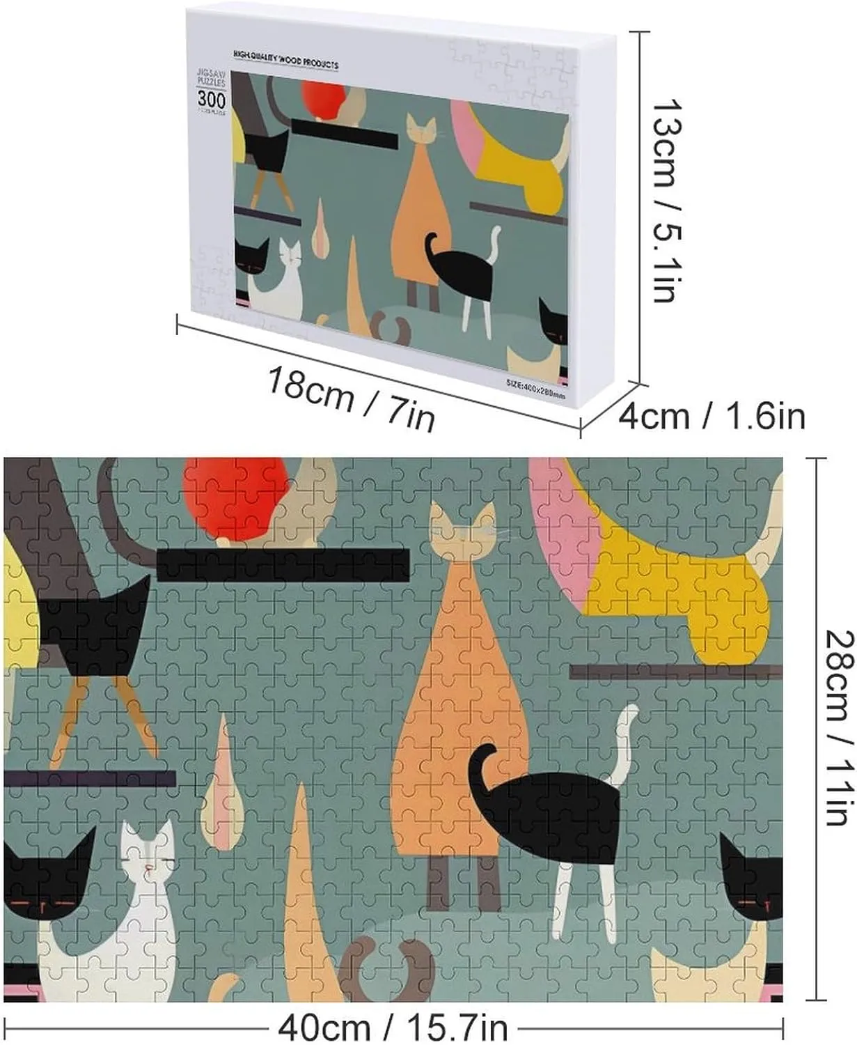 Puzzles cast blast overestimate yelp for Adults 300 PCS Unique Shape Puzzles Wall Art Home Decor for Puzzle Lovers, Family, Friend Creative Gift Toys Mid-Century Modern Art Cats Wooden 