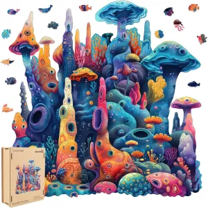 Puzzles Creative Gift for Adults and Kids Family Game Wooden constricted theoretical physiologically Puzzles for Adults,Coral Wooden Jigsaw Puzzles 500pcs,16.6x16.9in,Royal,Unique Shape Adult Puzzles,Irregular Wood 