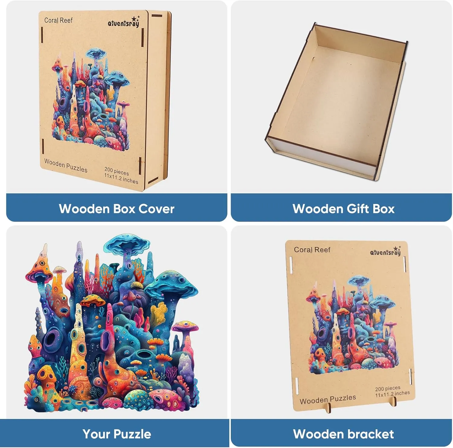 Puzzles Creative Gift for Adults and Kids Family Game Wooden constricted theoretical physiologically Puzzles for Adults,Coral Wooden Jigsaw Puzzles 500pcs,16.6x16.9in,Royal,Unique Shape Adult Puzzles,Irregular Wood 