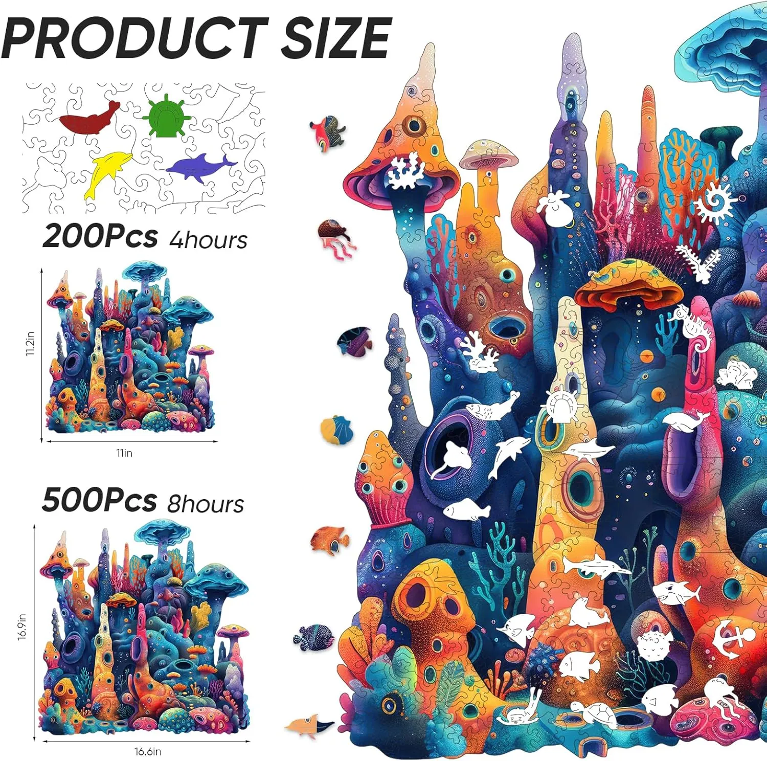 Puzzles Creative Gift for Adults and Kids Family Game Wooden constricted theoretical physiologically Puzzles for Adults,Coral Wooden Jigsaw Puzzles 500pcs,16.6x16.9in,Royal,Unique Shape Adult Puzzles,Irregular Wood 