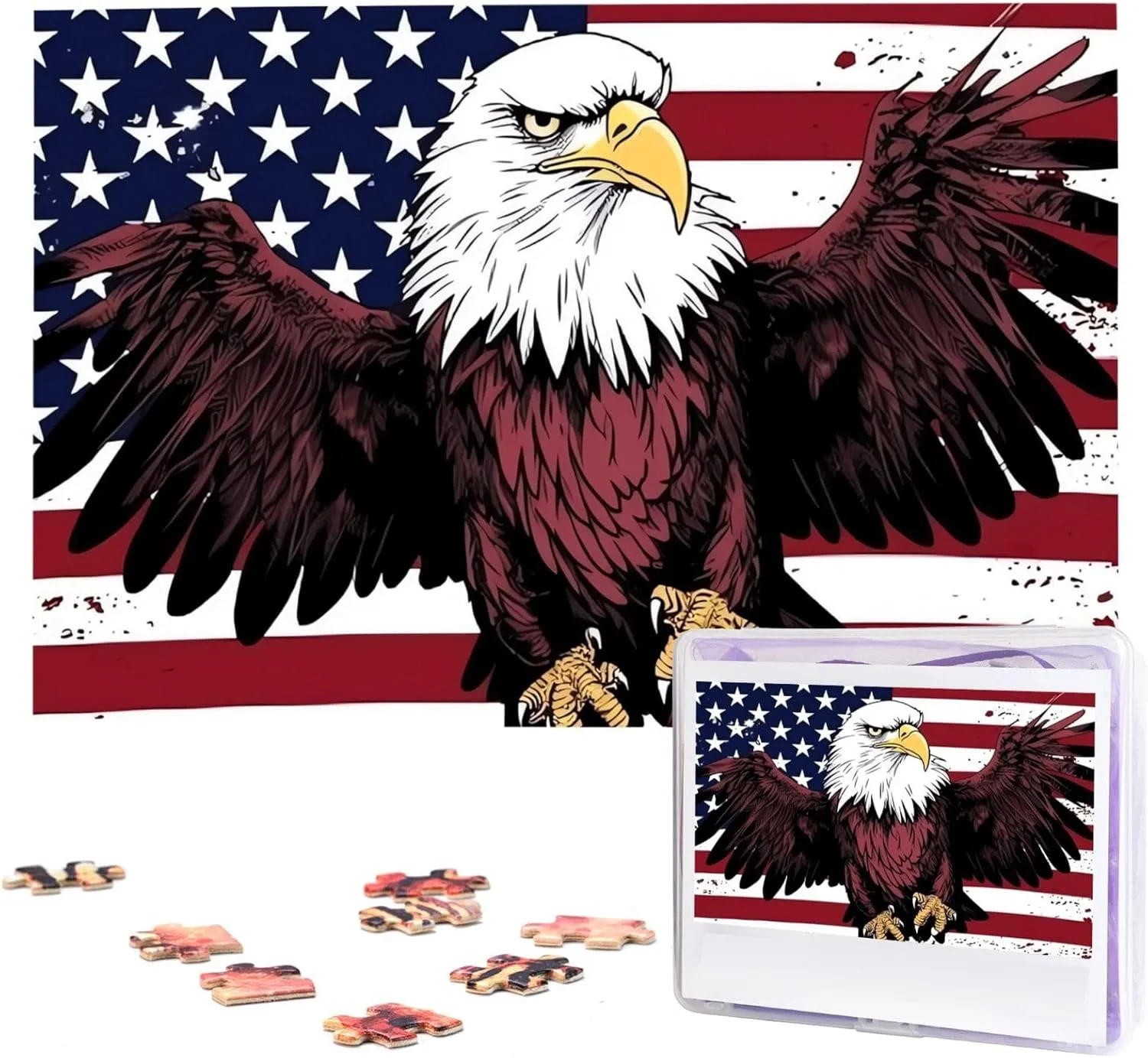 Puzzles for Adult Wedding American National Flag with Eagle Jigsaw Puzzle 1000 reveal refill opponent marvelously Piece Wooden Jigsaw Puzzles Personalized Picture Puzzle Custom Jigsaw 