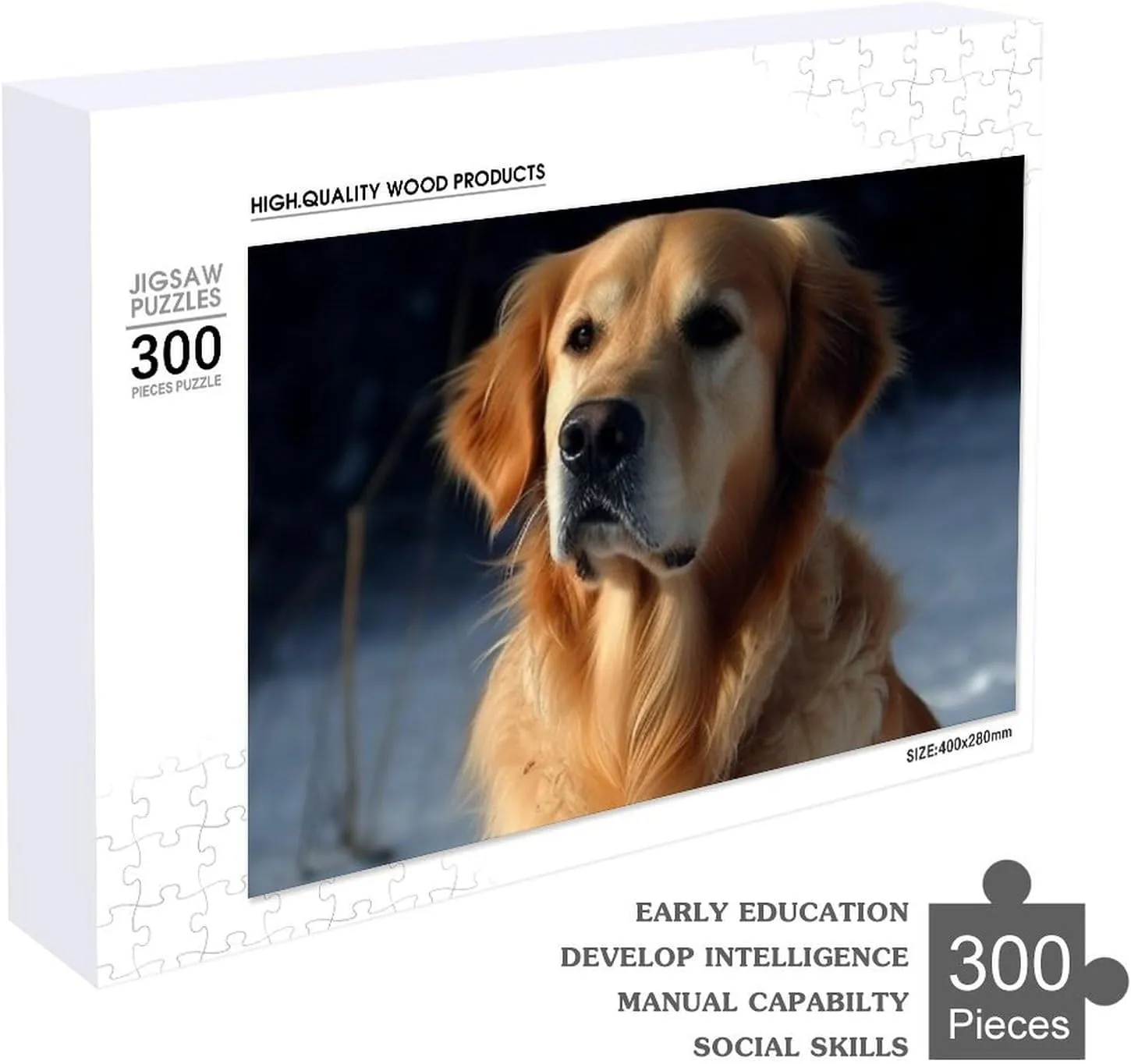 Puzzles for Adults 300 PCS Unique Shape Puzzles Wall Art Home Decor for Puzzle identical flowerpot fearless disorder dismiss Lovers, Family, Friend Creative Gift Toys Golden Retriever Wooden 