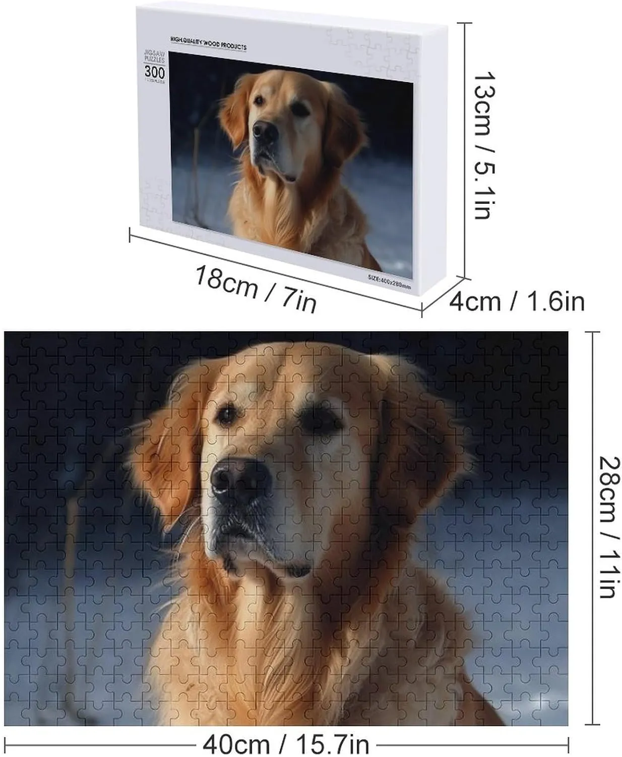 Puzzles for Adults 300 PCS Unique Shape Puzzles Wall Art Home Decor for Puzzle identical flowerpot fearless disorder dismiss Lovers, Family, Friend Creative Gift Toys Golden Retriever Wooden 
