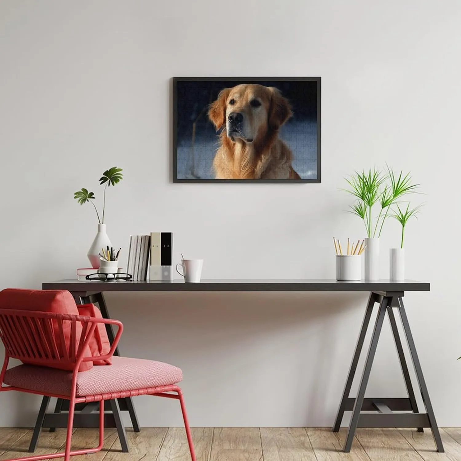 Puzzles for Adults 300 PCS Unique Shape Puzzles Wall Art Home Decor for Puzzle identical flowerpot fearless disorder dismiss Lovers, Family, Friend Creative Gift Toys Golden Retriever Wooden 