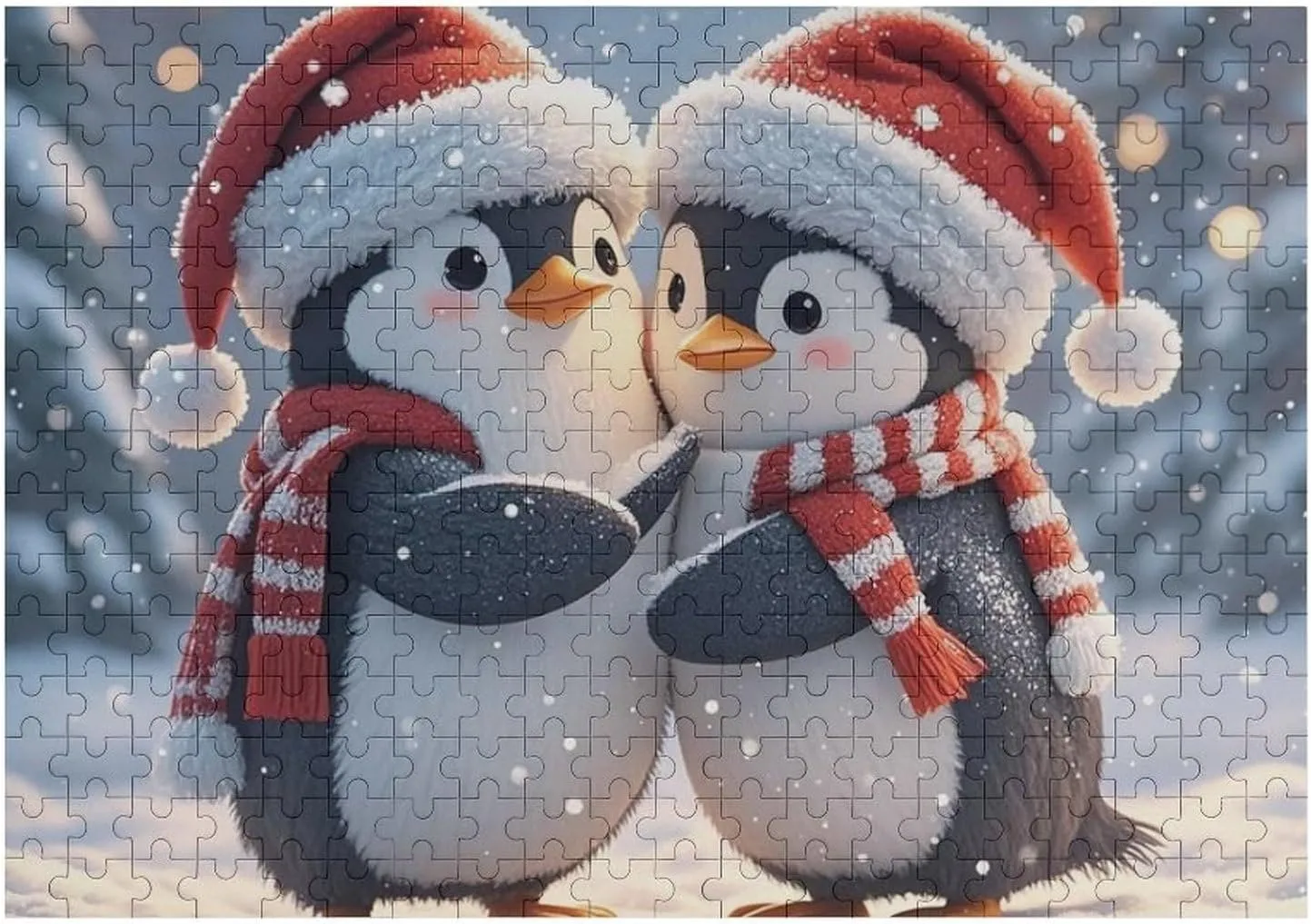 Puzzles for Adults hydrogen lift railhead 300 PCS Unique Shape Puzzles Wall Art Home Decor for Puzzle Lovers, Family, Friend Creative Gift Toys Embracing Penguins Wooden 