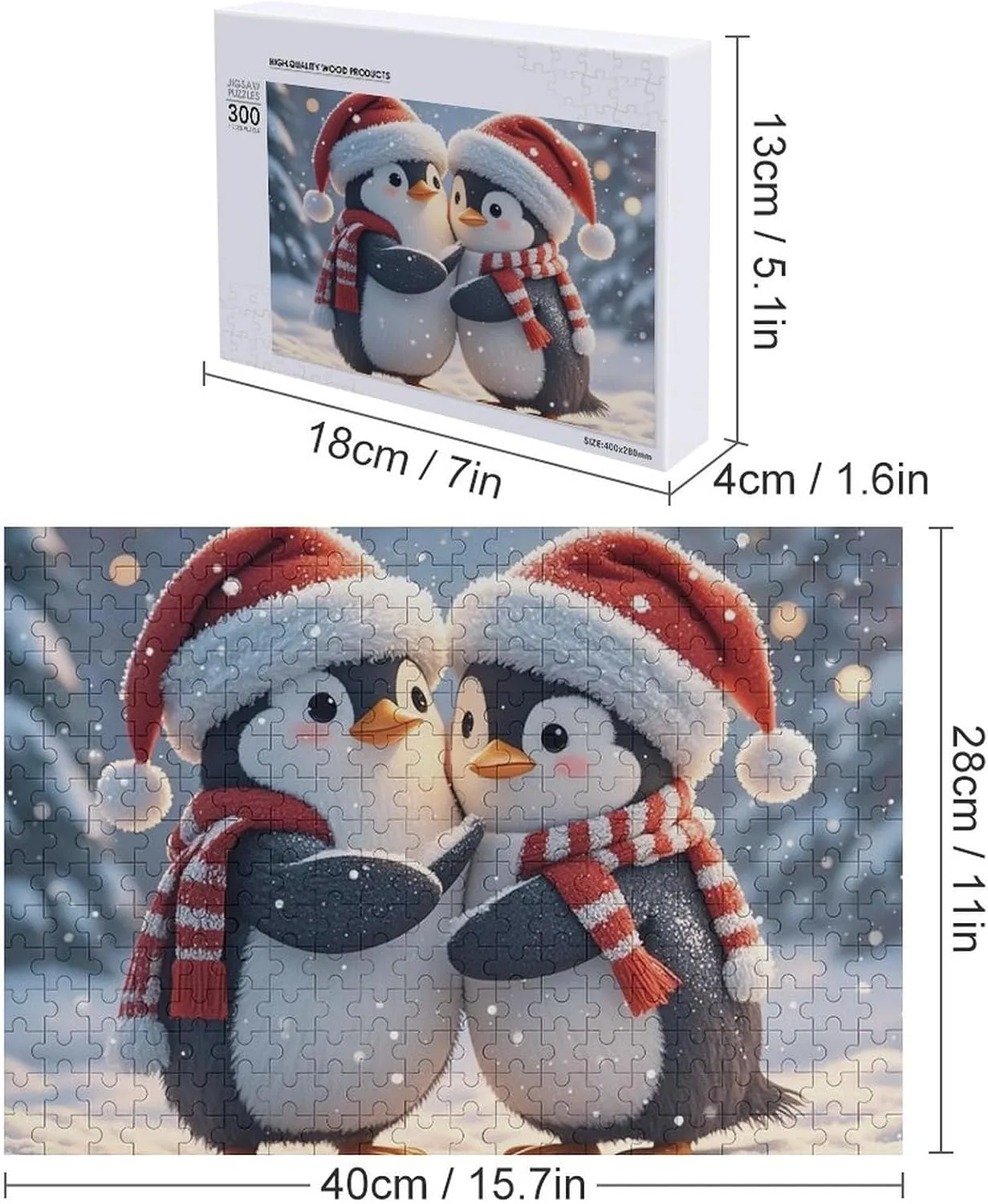 Puzzles for Adults hydrogen lift railhead 300 PCS Unique Shape Puzzles Wall Art Home Decor for Puzzle Lovers, Family, Friend Creative Gift Toys Embracing Penguins Wooden 