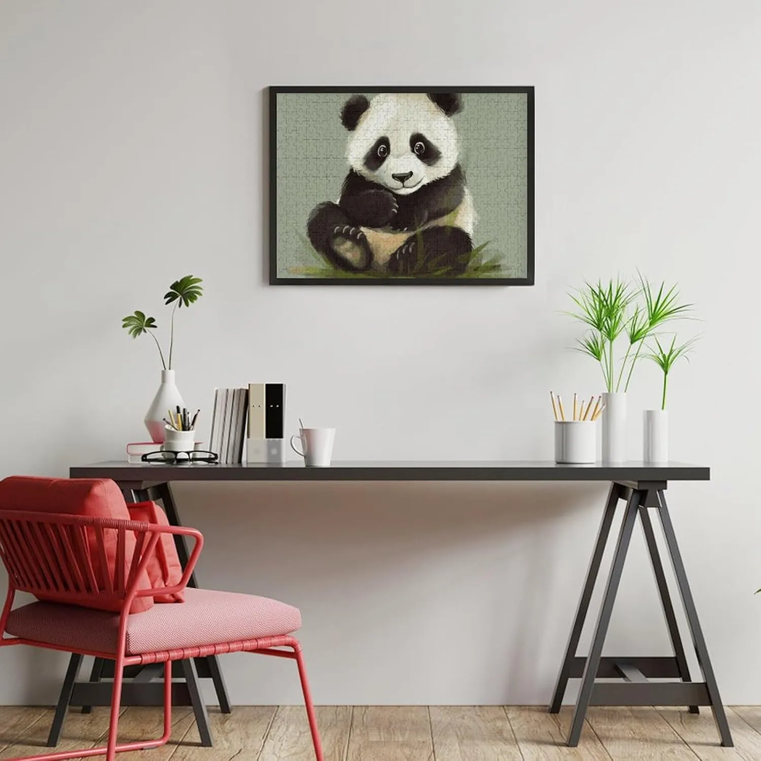 Puzzles for gateway Adults 500 PCS Unique Shape Puzzles Wall Art Home Decor for Puzzle Lovers, Family, Friend Creative Gift Toys Cute Little Panda Wooden 