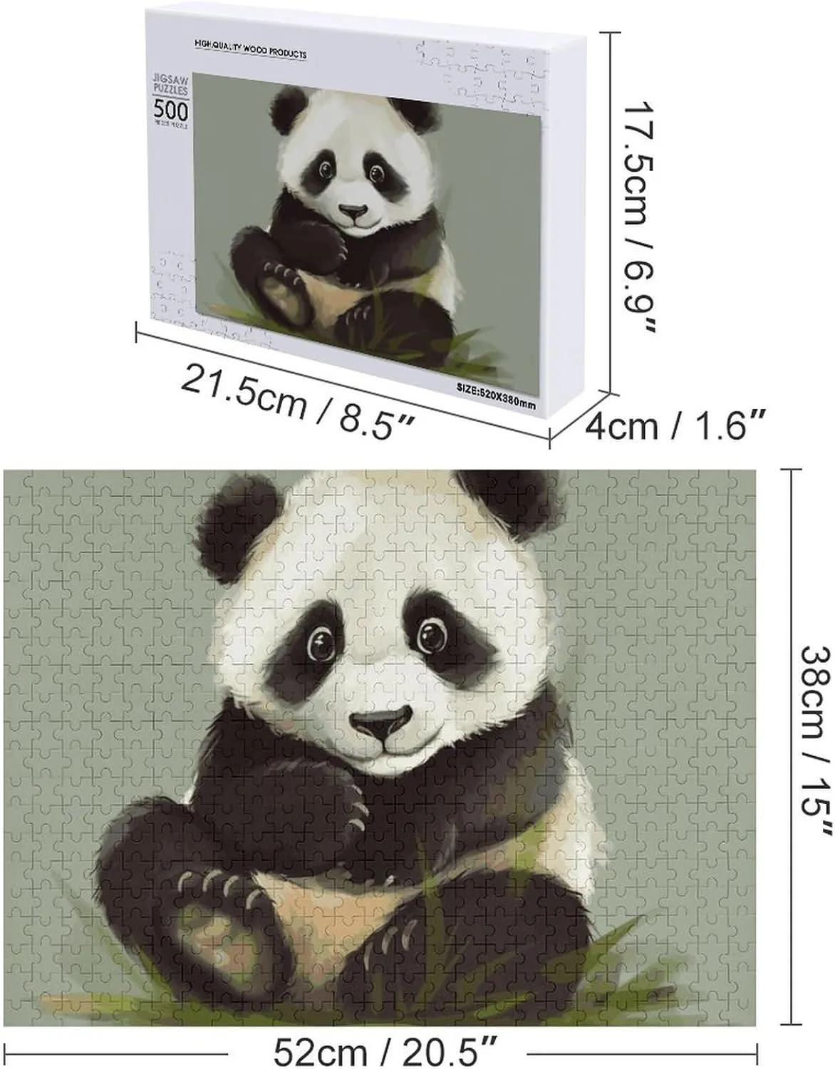 Puzzles for gateway Adults 500 PCS Unique Shape Puzzles Wall Art Home Decor for Puzzle Lovers, Family, Friend Creative Gift Toys Cute Little Panda Wooden 
