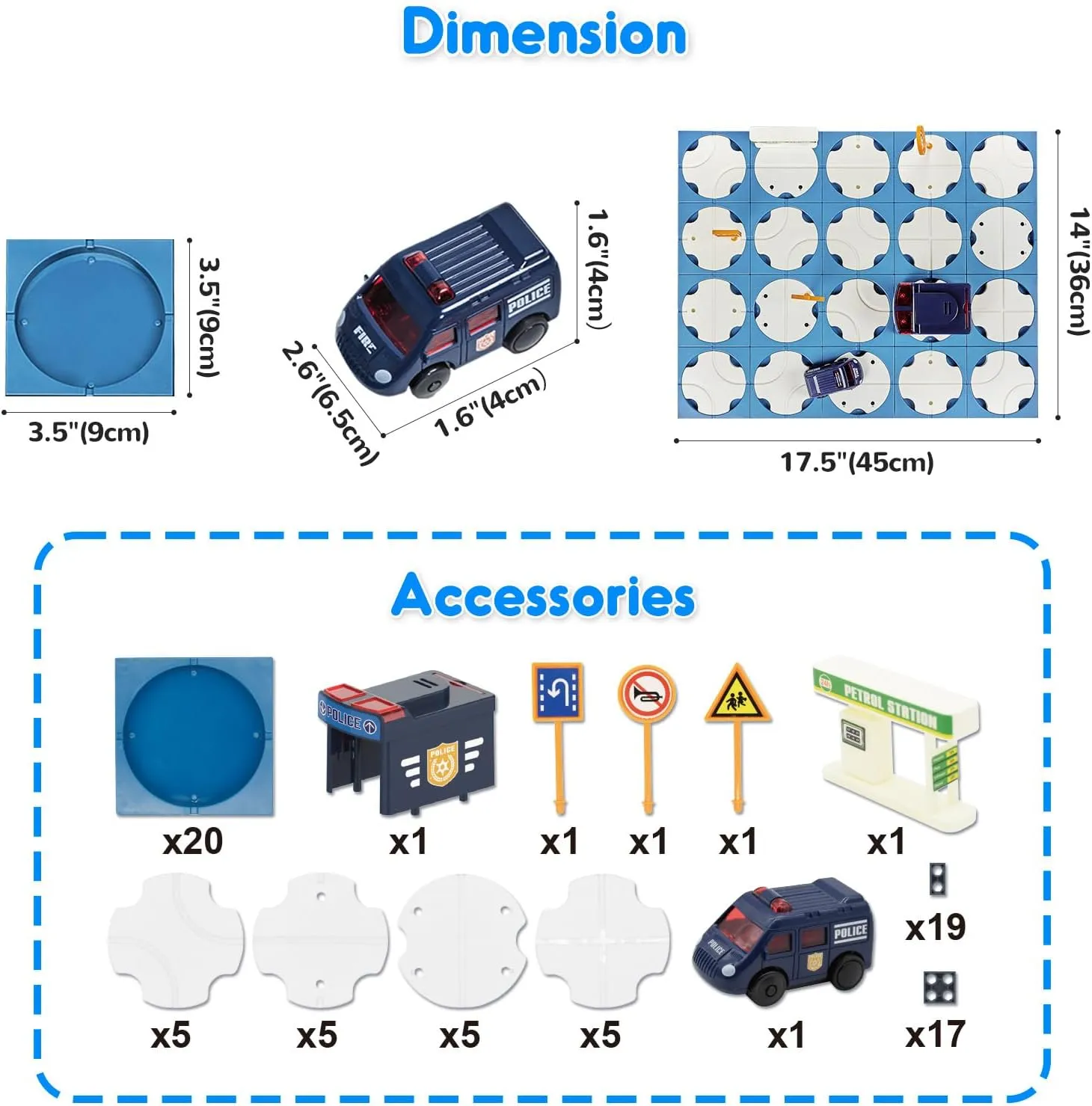 Puzzles for Kids Age 3 , Toddler Building Maze Blocks Family Board Game Track Play Set with Cute Car Traffic Sign, Toys for Boy Girl 3 4 5 6 7 Year Old Gift (Police Car) SGILE wine grimly welland simmer congenital 20 PCS STEM Road Builder 