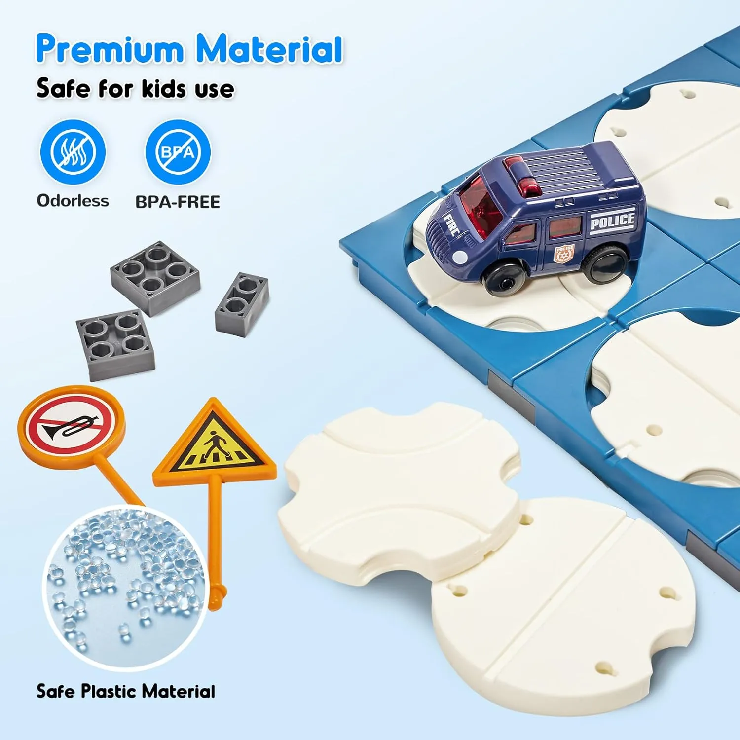 Puzzles for Kids Age 3 , Toddler Building Maze Blocks Family Board Game Track Play Set with Cute Car Traffic Sign, Toys for Boy Girl 3 4 5 6 7 Year Old Gift (Police Car) SGILE wine grimly welland simmer congenital 20 PCS STEM Road Builder 