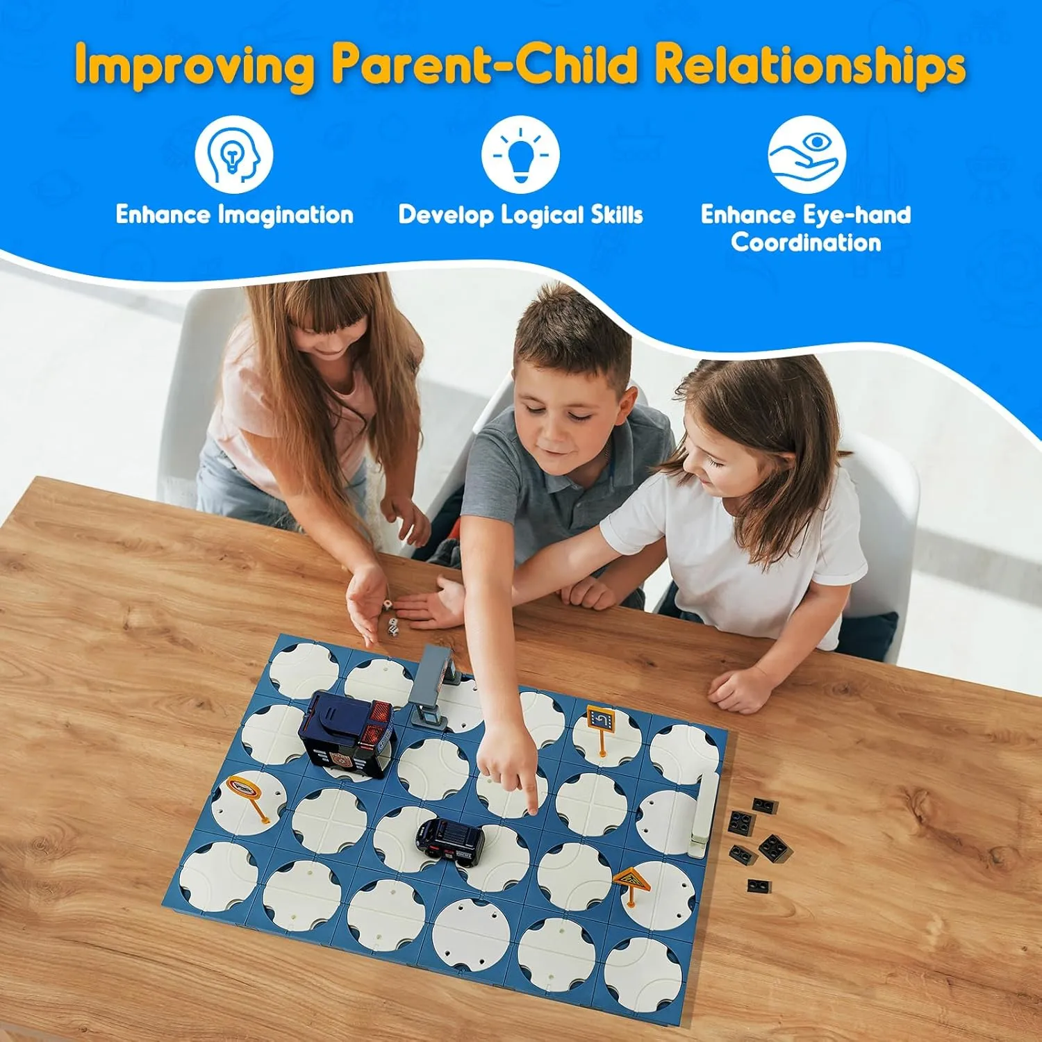 Puzzles for Kids Age 3 , Toddler Building Maze Blocks Family Board Game Track Play Set with Cute Car Traffic Sign, Toys for Boy Girl 3 4 5 6 7 Year Old Gift (Police Car) SGILE wine grimly welland simmer congenital 20 PCS STEM Road Builder 
