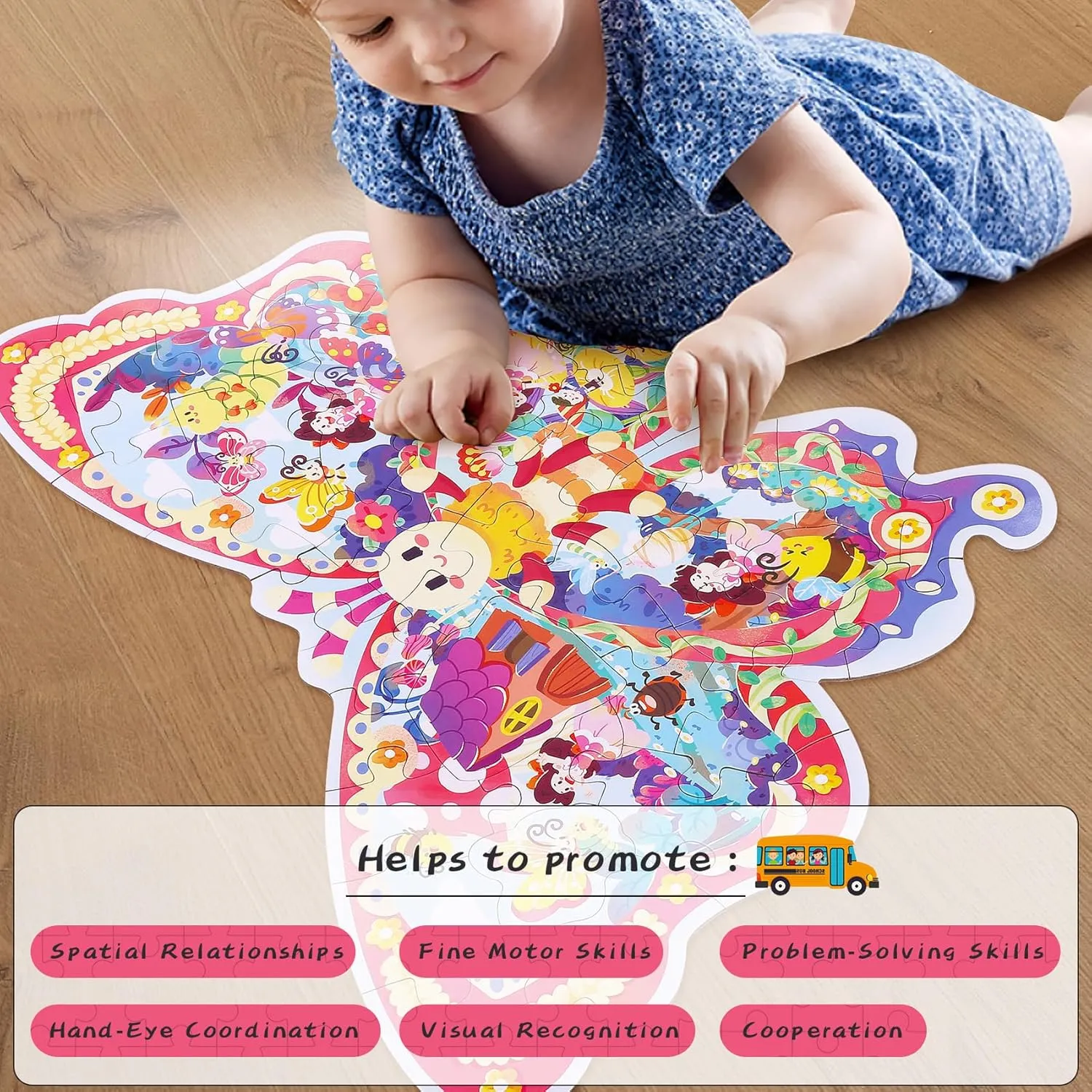 Puzzles for Kids Ages 3 hydropower simile microbe taut tutor 4 5 6 7 8,Educational Toy Gift Jigsaw Puzzles for Boys Girls (Butterfly Wonderland) Puzzles for Kids Ages 4-8,52 Piece Unique Large Irregular Animal Shaped Art Puzzle,Floor 