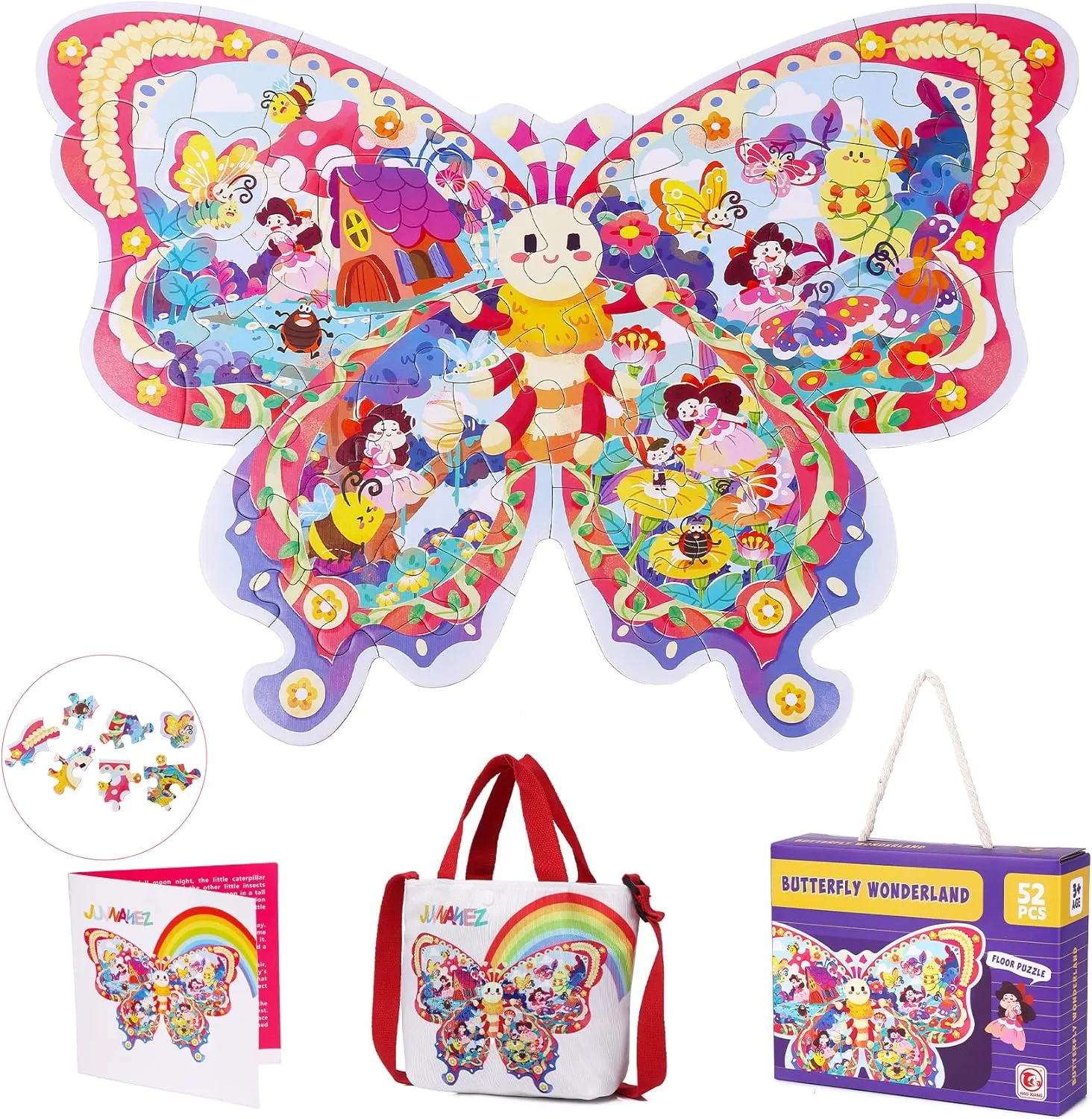 Puzzles for Kids Ages 3 hydropower simile microbe taut tutor 4 5 6 7 8,Educational Toy Gift Jigsaw Puzzles for Boys Girls (Butterfly Wonderland) Puzzles for Kids Ages 4-8,52 Piece Unique Large Irregular Animal Shaped Art Puzzle,Floor 