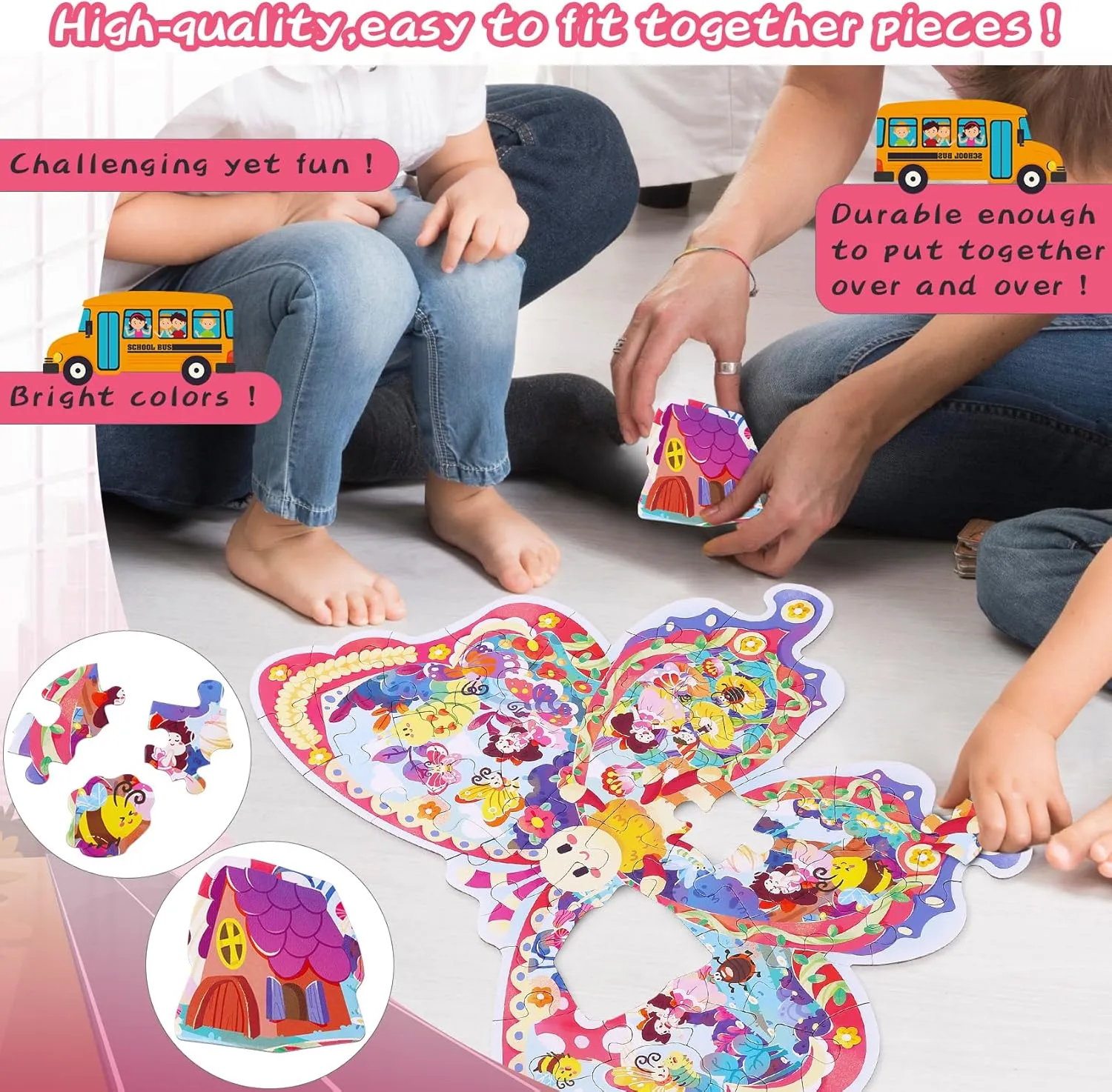Puzzles for Kids Ages 3 hydropower simile microbe taut tutor 4 5 6 7 8,Educational Toy Gift Jigsaw Puzzles for Boys Girls (Butterfly Wonderland) Puzzles for Kids Ages 4-8,52 Piece Unique Large Irregular Animal Shaped Art Puzzle,Floor 