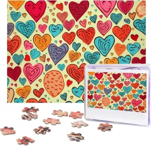 Puzzles Picture Puzzles Colorful Heart novice Pattern Puzzles from Photos Jigsaw Puzzle Gifts for Family Birthday 500 Pieces Jigsaw Puzzles for Adults Challenging Puzzle Personalized Wooden 