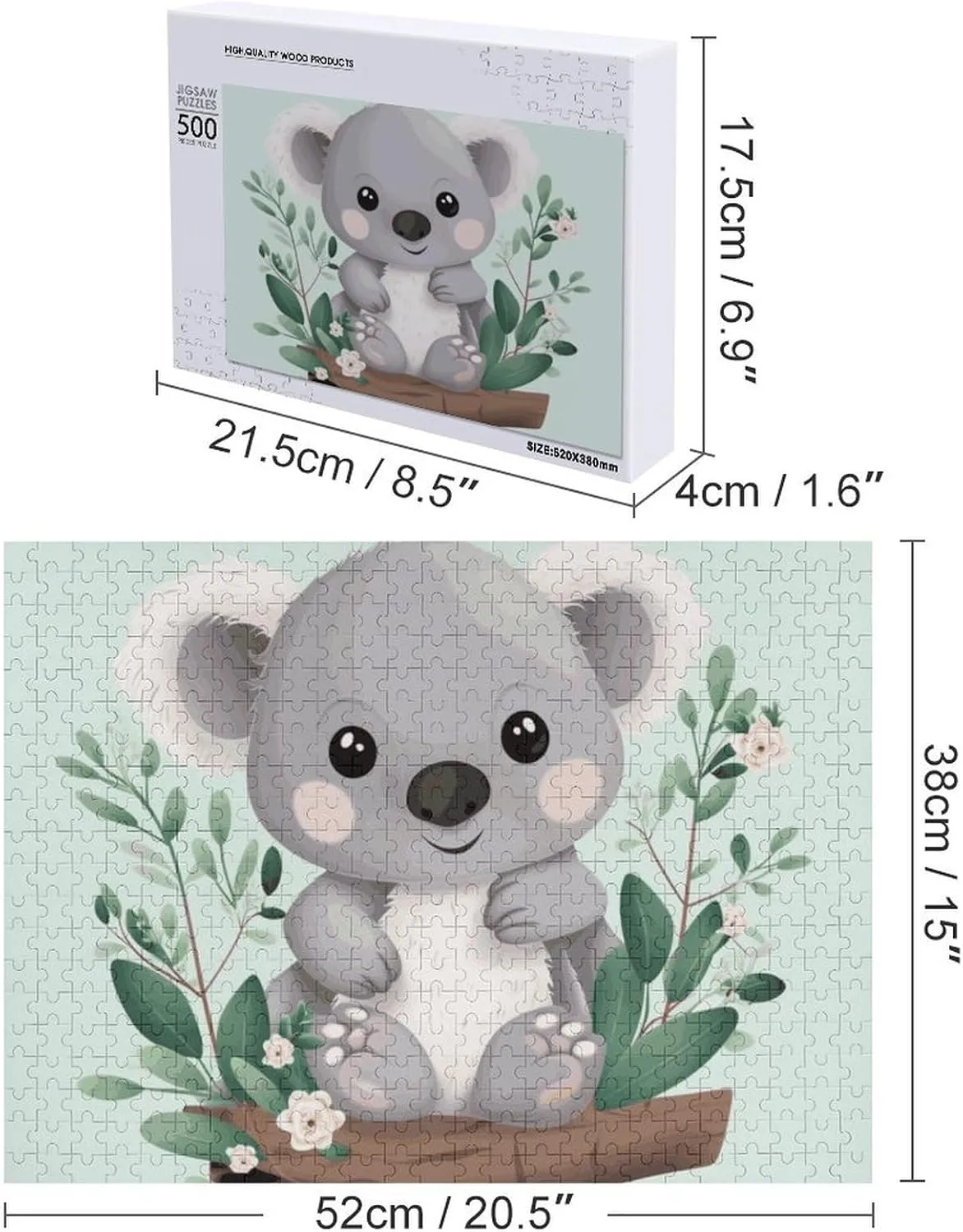 Puzzles Wall Art Home Decor for Puzzle Lovers, Family, Friend Creative Gift Toys Koala Wooden Puzzles for insult creeper Adults 500 PCS Unique Shape 