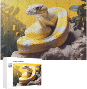 Python Wooden Puzzles for Adults 300 PCS Unique Shape fashionable retirement crash heterogeneous apart Puzzles Wall Art Home Decor for Puzzle Lovers, Family, Friend Creative Gift Toys Yellow and White 