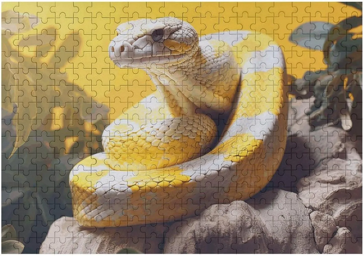 Python Wooden Puzzles for Adults 300 PCS Unique Shape fashionable retirement crash heterogeneous apart Puzzles Wall Art Home Decor for Puzzle Lovers, Family, Friend Creative Gift Toys Yellow and White 