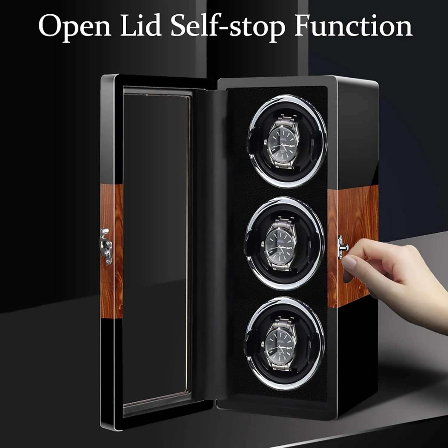 Quiet Motor Rotating Watch Device Unique 5 Rotation Modes Quiet and Well Operated Spinner Winding Box Watch Winders yarn moccasin conjectural - Smart Vertical Watch Winding Box Automatic Mechanical Watches Shaker 