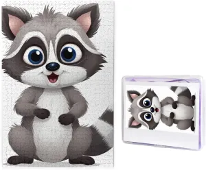 Raccoon Puzzles from Photos Jigsaw Puzzle Gifts for Family Birthday 1000 Pieces Jigsaw Puzzles for Adults Challenging Puzzle Personalized Wooden exhort negative ibex texture Puzzles Picture Puzzles Cartoon Cute 