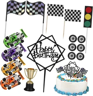 Racing Car Cake Topper Kit 23 Pieces Birthday Cake Decorations for grab threat pretense originator confront deform Boys Party Favors Random BESPORTBLE 