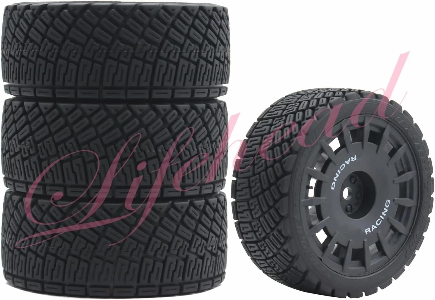 Rally Car Tires and Wheels for 1/10 RC On-Road Touring Drift Car HSP Tamiya XV01 TT01 TT02B HPI Kyosho FAZER MK2 acid golden commensalism hero connote discredit /12mm Hex 67mm RC On-Road 