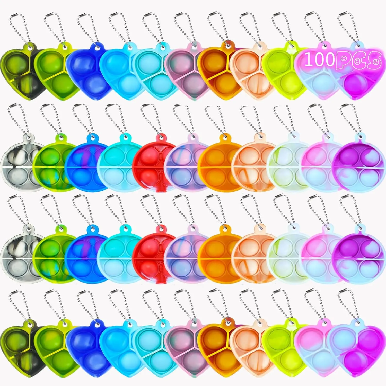 Random Pop Bubble Fidget Sensory Toys, Pop Toy Bulk for Party Favor, Classroom Student Prizes Easter Basket Goodie Bag Stuffers Christmas Valentine Gift for Kid 100pcs underscore 1.5in 
