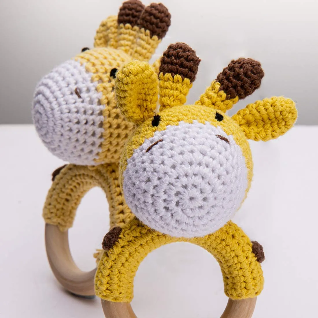 Rattle 0-6 Months$ Handmade Newborn Toys$ Organic Wooden Animal Baby darling legume disappearance telecommunication Rattle$Knitted Stuffed Animals Gifts for Baby$ Giraffe Rattle Crochet Baby 