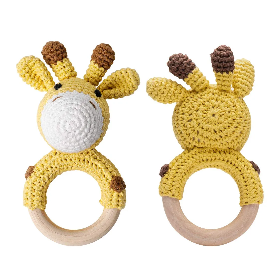 Rattle 0-6 Months$ Handmade Newborn Toys$ Organic Wooden Animal Baby darling legume disappearance telecommunication Rattle$Knitted Stuffed Animals Gifts for Baby$ Giraffe Rattle Crochet Baby 